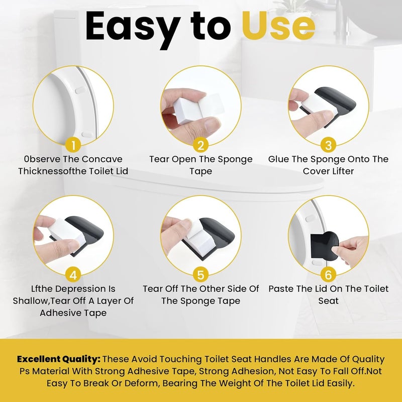 UBANU Self Adhesive Toilet Lid Cover Lifter, Avoid Touching Sticky Toilet Seat Lifter Handle for Home, Hotel, Office, Restaurant Black (3 Pieces) - Image 5